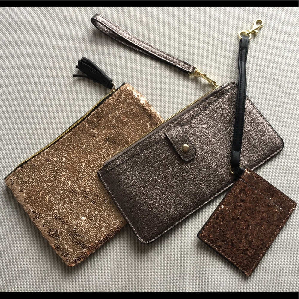 Metallic clutch/ cardholder bundle